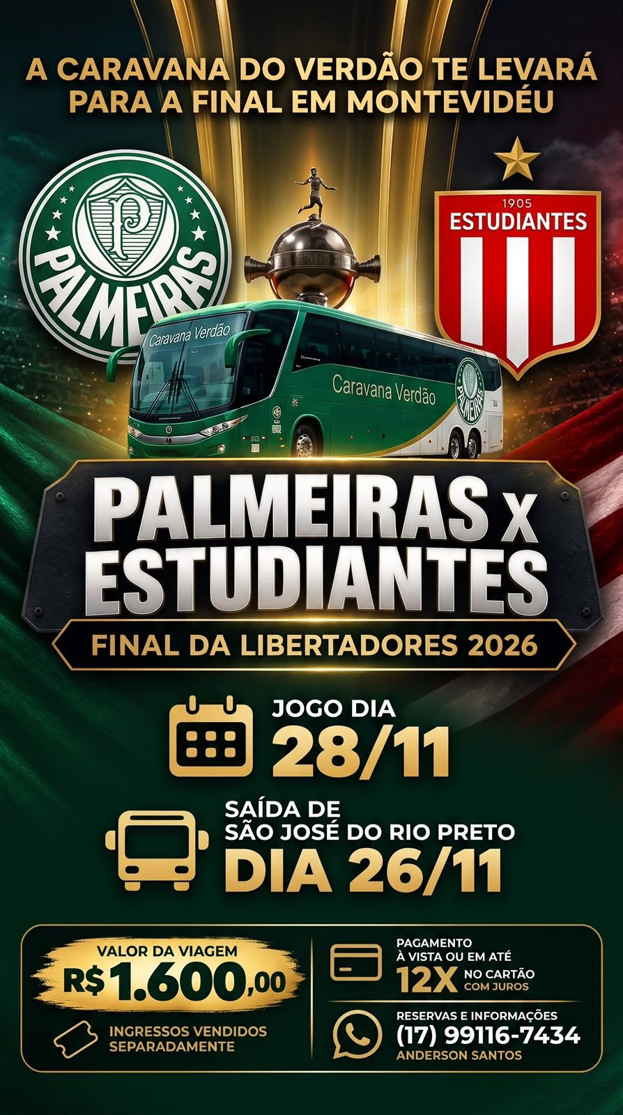 Pôster da Caravana do Verdão para a final em Montevidéu